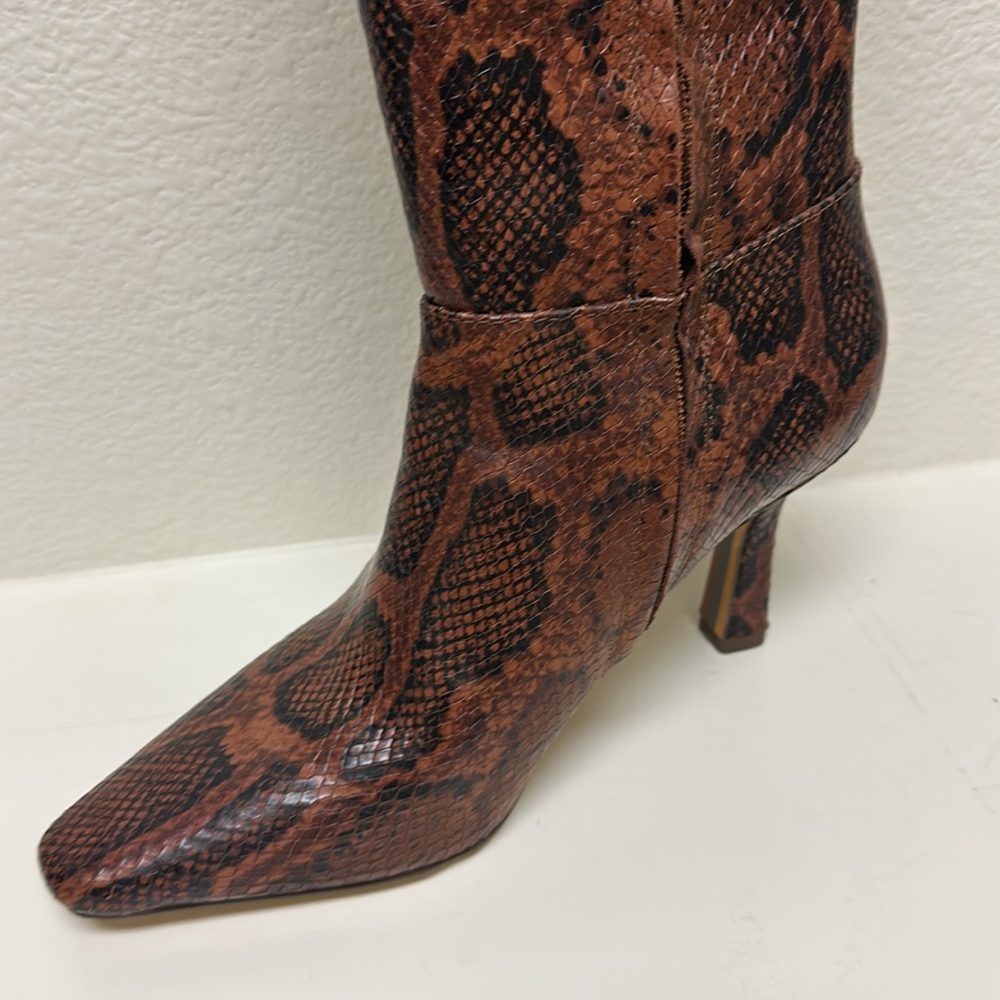 Sam Edelman Brown Snake Print Heeled Boots - Picture 2 of 11